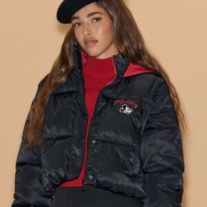 NEW Disney Mickey Mouse black puffer jacket & vest with red interior size M